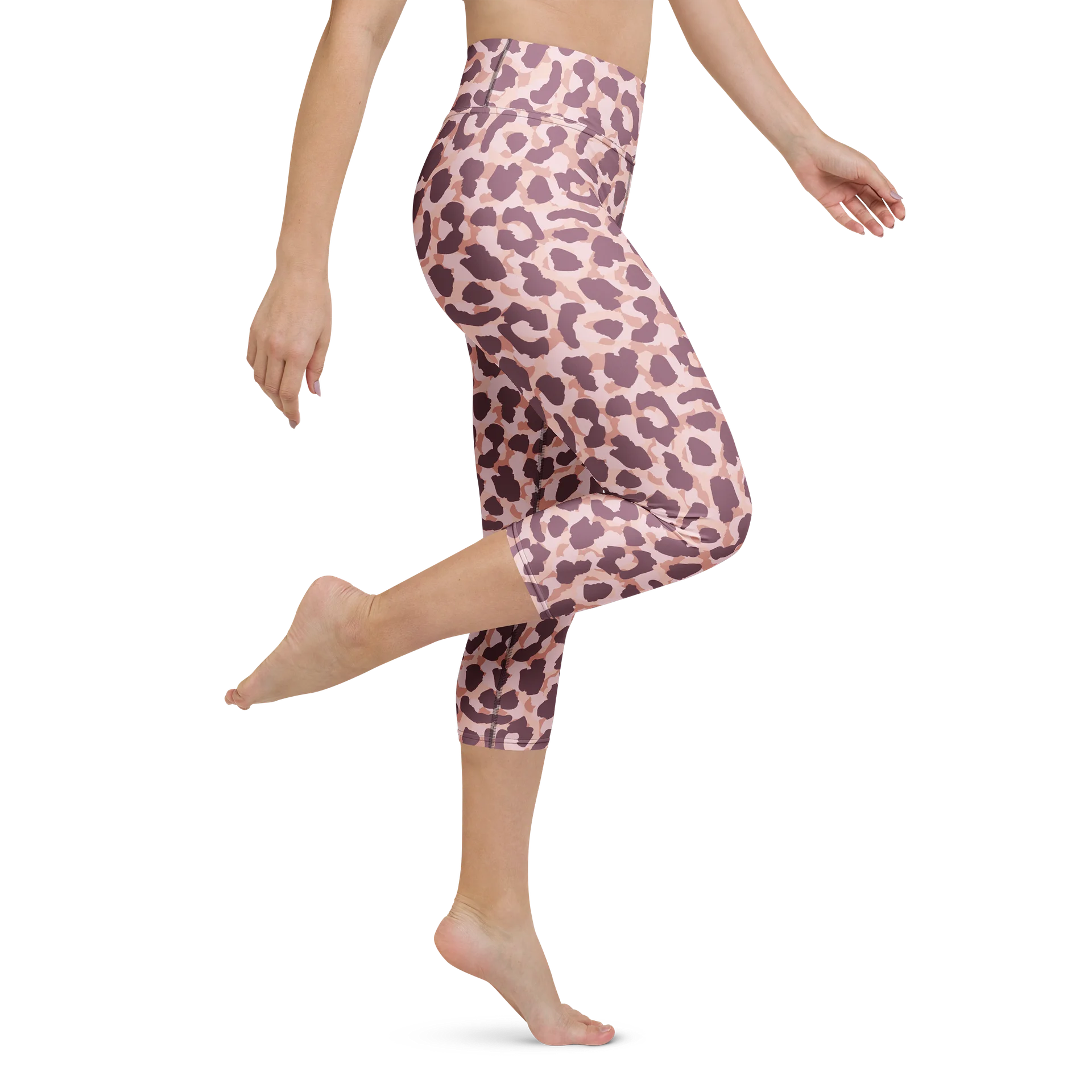 Comfortable Yoga Capri Leggings with Bold Leopard Print product image (1)