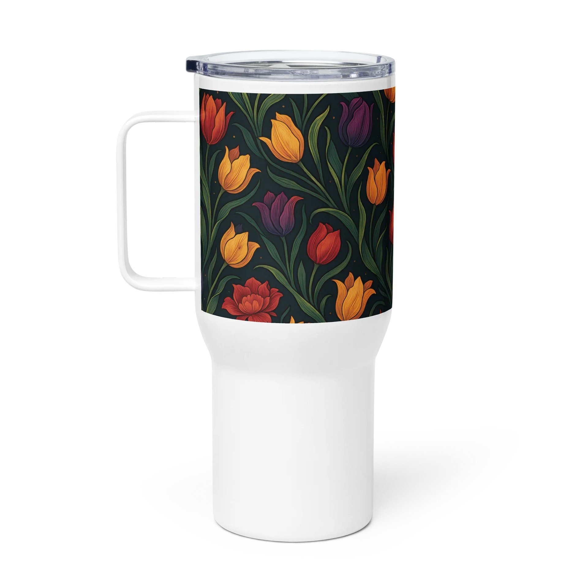 Tulip Coffee Tumbler – 20oz Insulated Floral Mug with Pink and Yellow Tulip Design for Kitchen, Travel & Coffee Lovers product image (1)