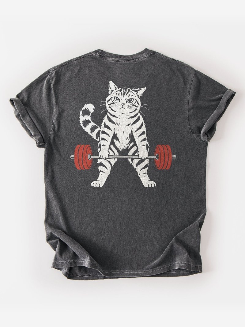 Deadlift Cat Oversized Gym Tee | Pump Cover product image (1)