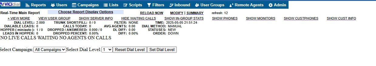 Vicidial Dial Level Adjustment In RealTime Reports product image (1)