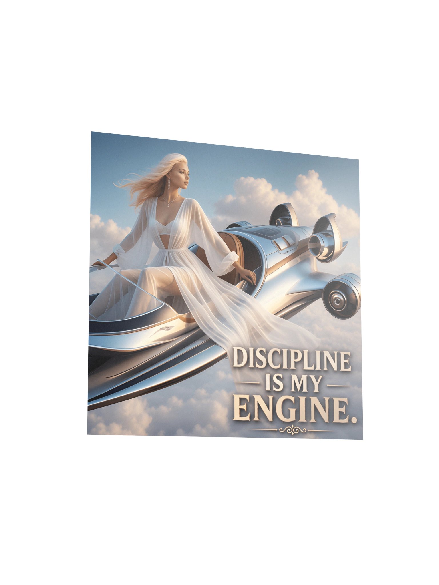 Discipline Is My Engine Poster - Angelic CEO Woman Clouds Wall Art - 10x10 Motivation Print product image (4)