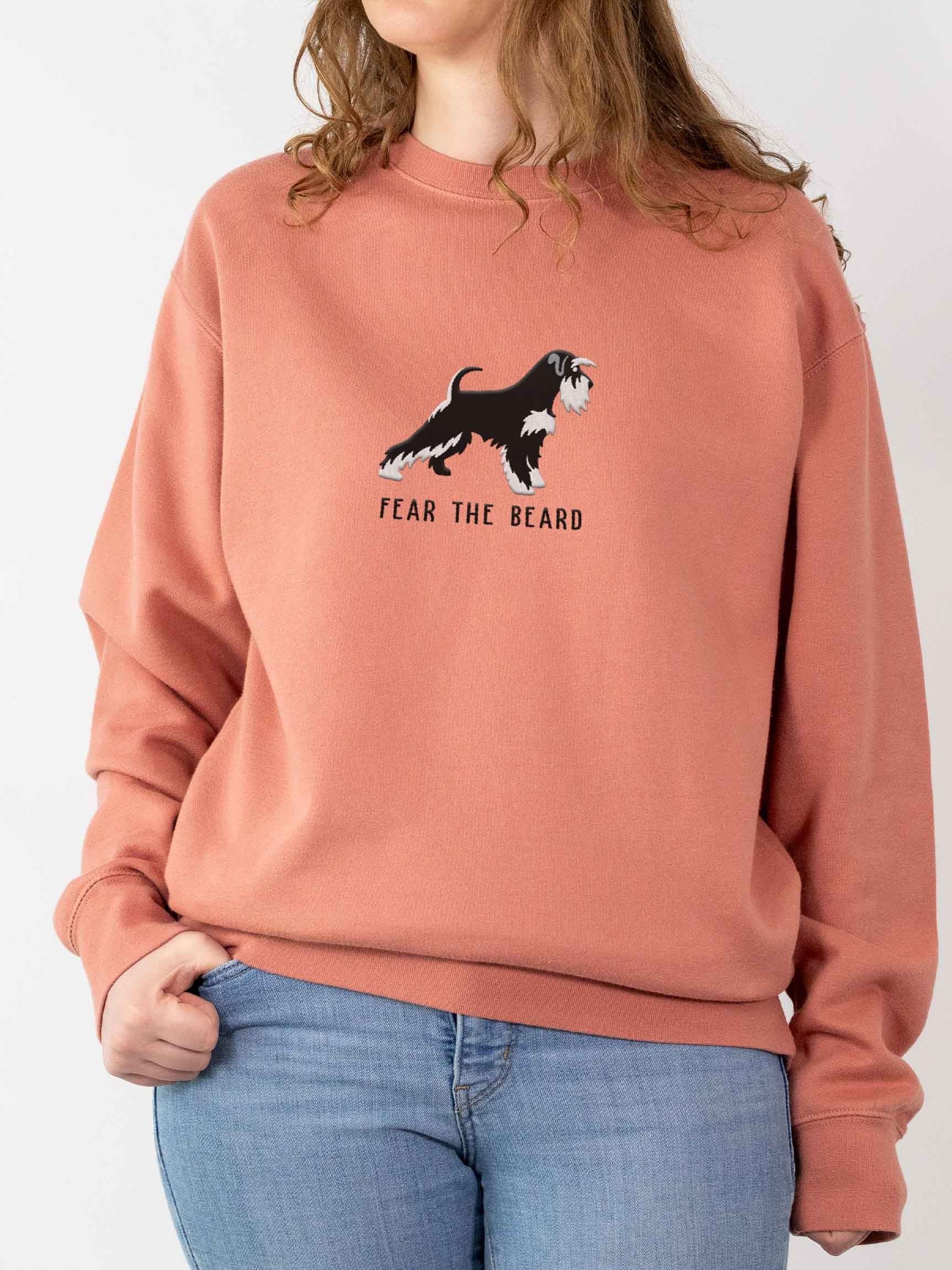 Fear the Beard Sweatshirt (Embroidered) of a Miniature Schnauzer(Black & Silver) product image (2)