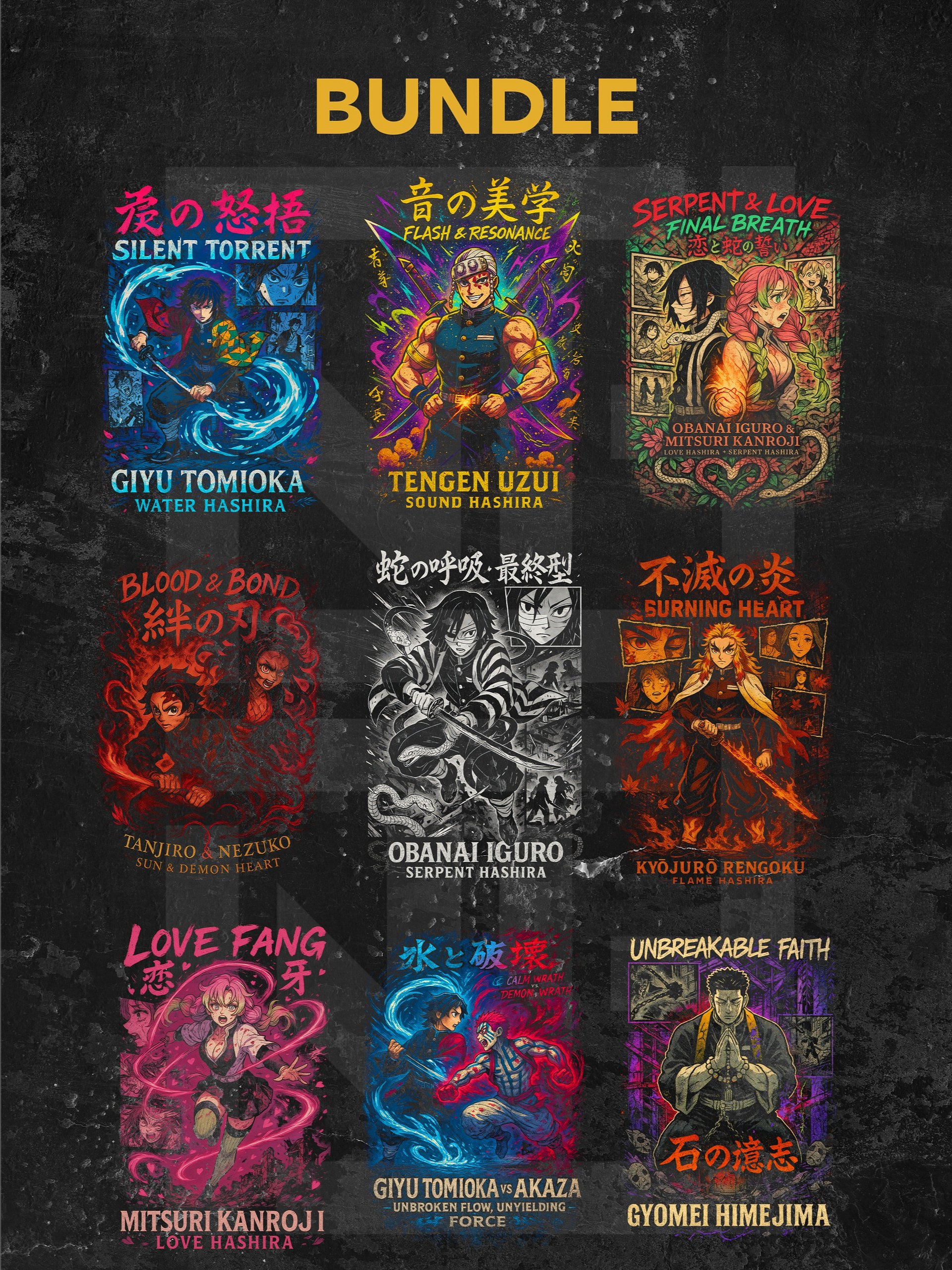 9-Piece Kimetsu no Yaiba PNG Graphic Pack product image (1)