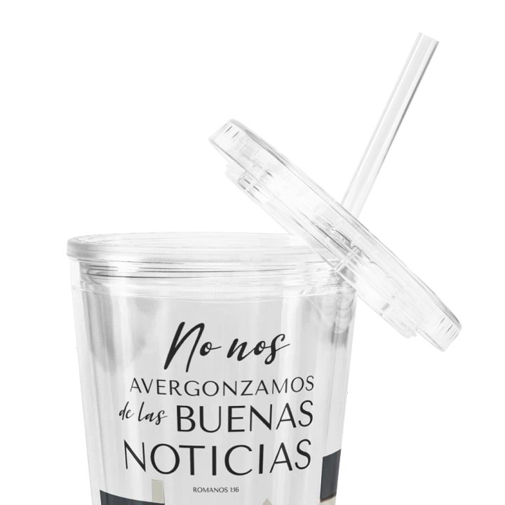 'No Nos Avergonzamos de las Buenas Noticias' Whimsical Town Spanish Tumbler product image (2)