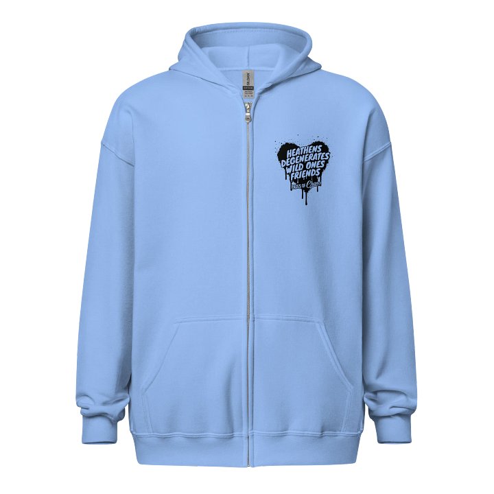 Heathens, Degenerates, Wild Ones, and Friends Zip Hoodie - Black product image (1)