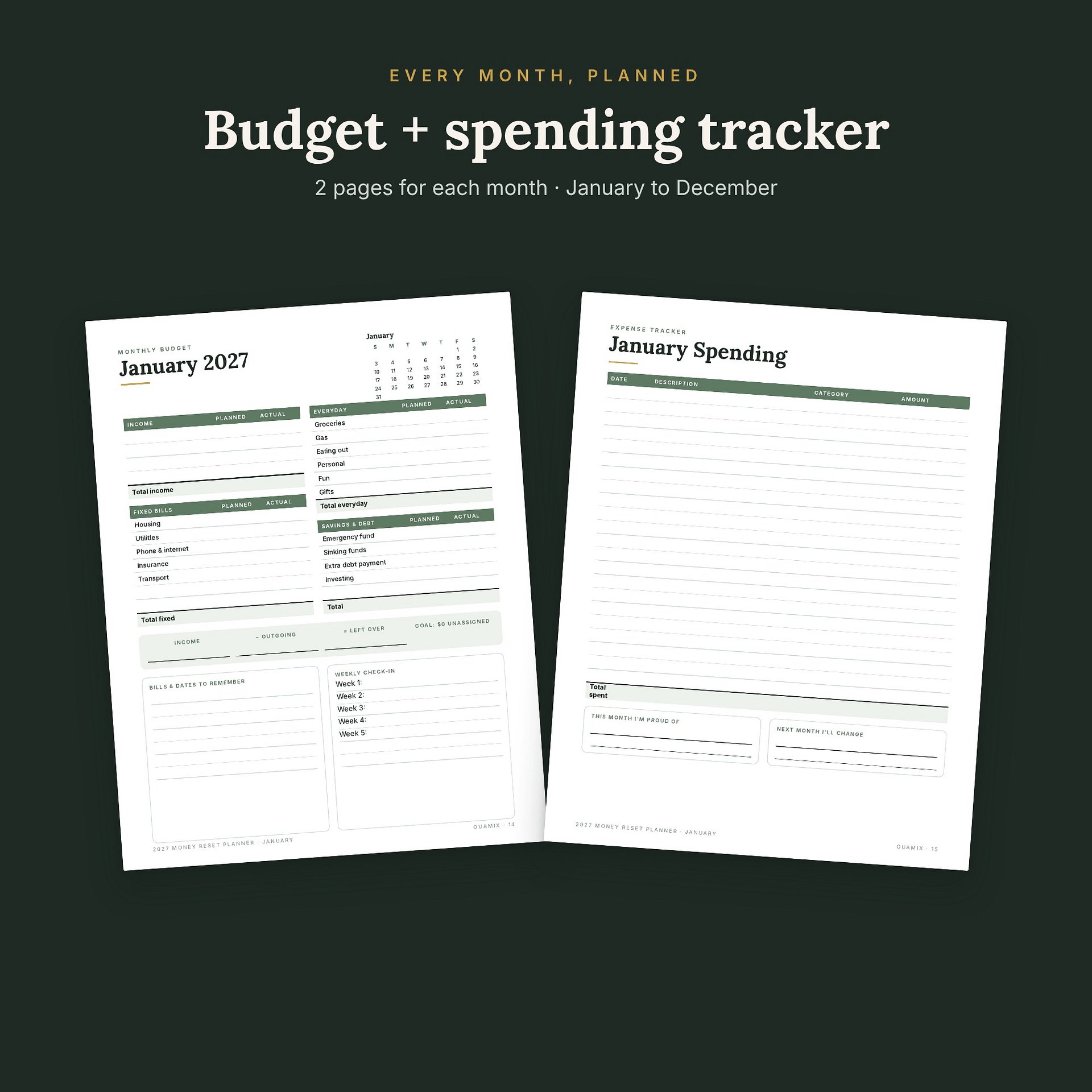 2027 Money Reset Planner | Printable Budget Planner product image (3)