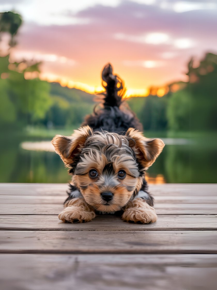 Sunset Pup Playtime Framed Poster product image (1)