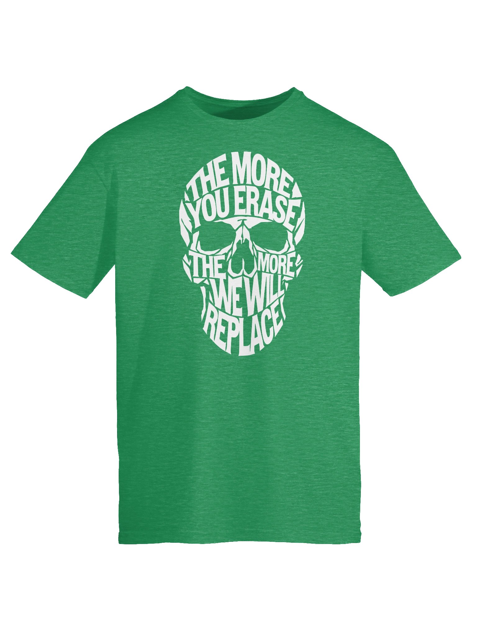THE MORE YOU ERASE SKULL Graphic T-Shirt White on Green product image (5)