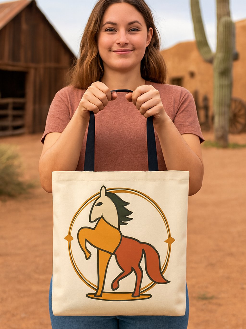 Patchwork Stallion Tote Bag – Eco-Friendly Canvas Art for Everyday Carry product image (7)