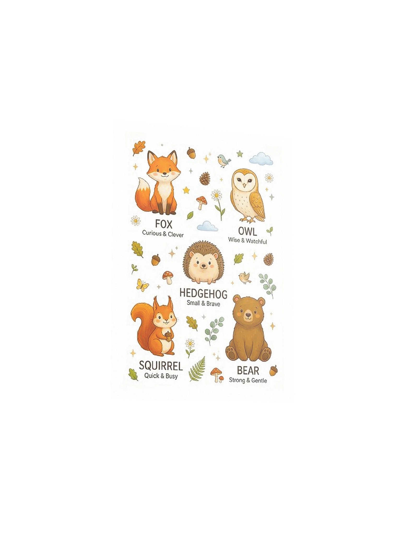 Cute Woodland Animals Educational Kids Room Matte Poster product image (19)