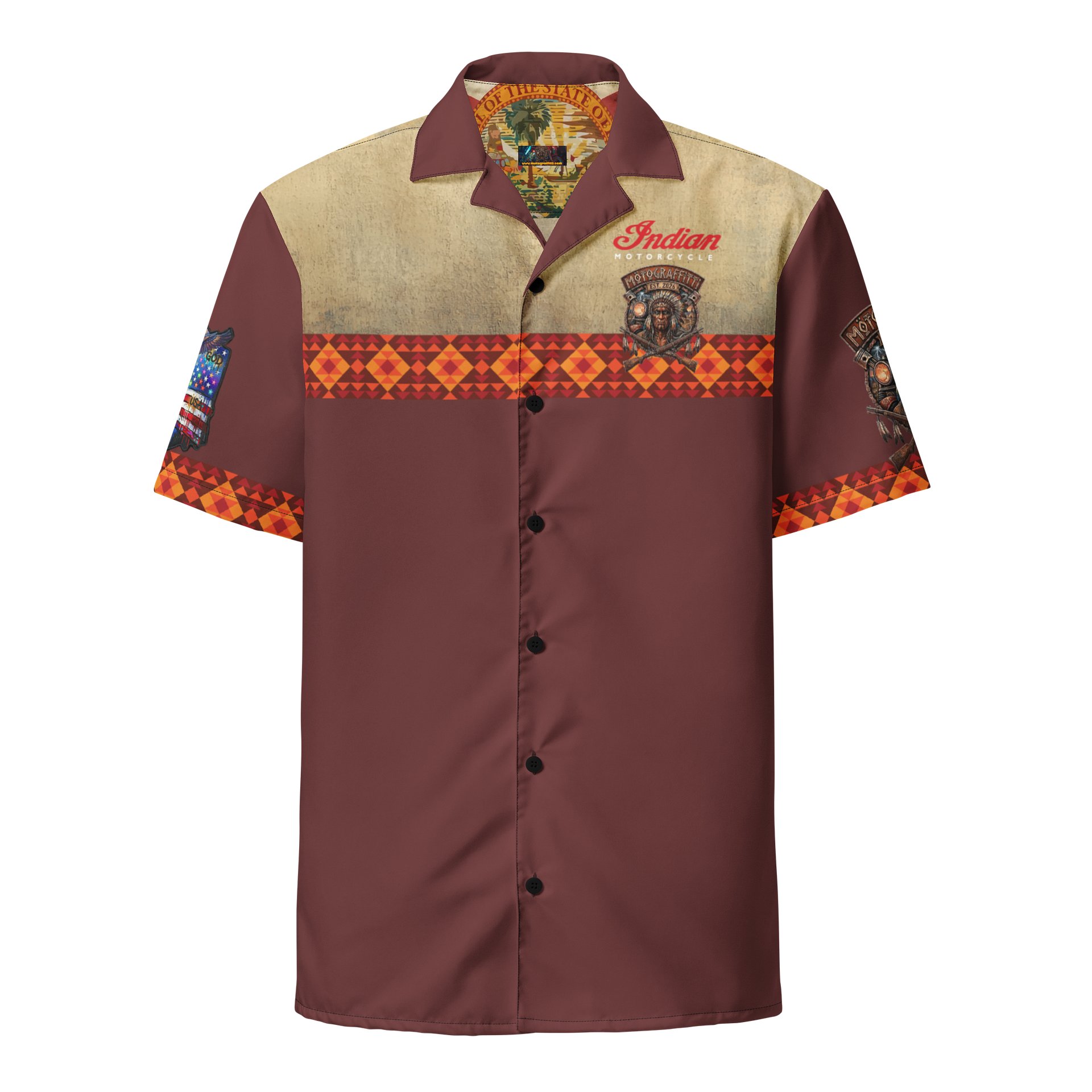MötoGraffitti Indian Motorcycle Club Shirt Vintage Bergundy product image (1)