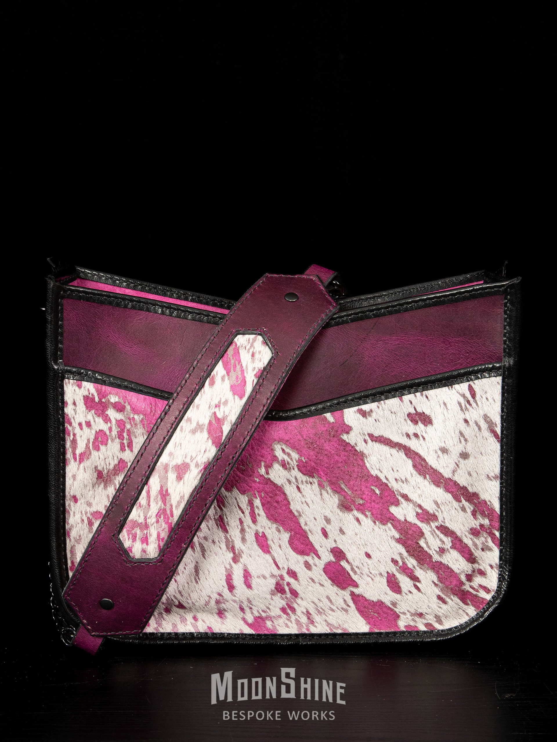Pink Acid Wash Hair-On Cowhide Shoulder Bag product image (1)
