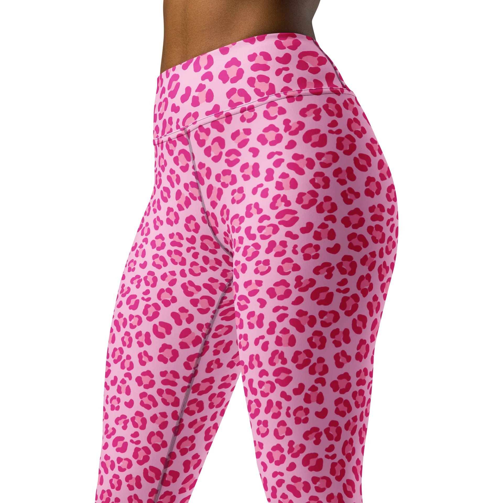 Stylish Custom Yoga Leggings with Cute Pink Leopard Print Design product image (4)