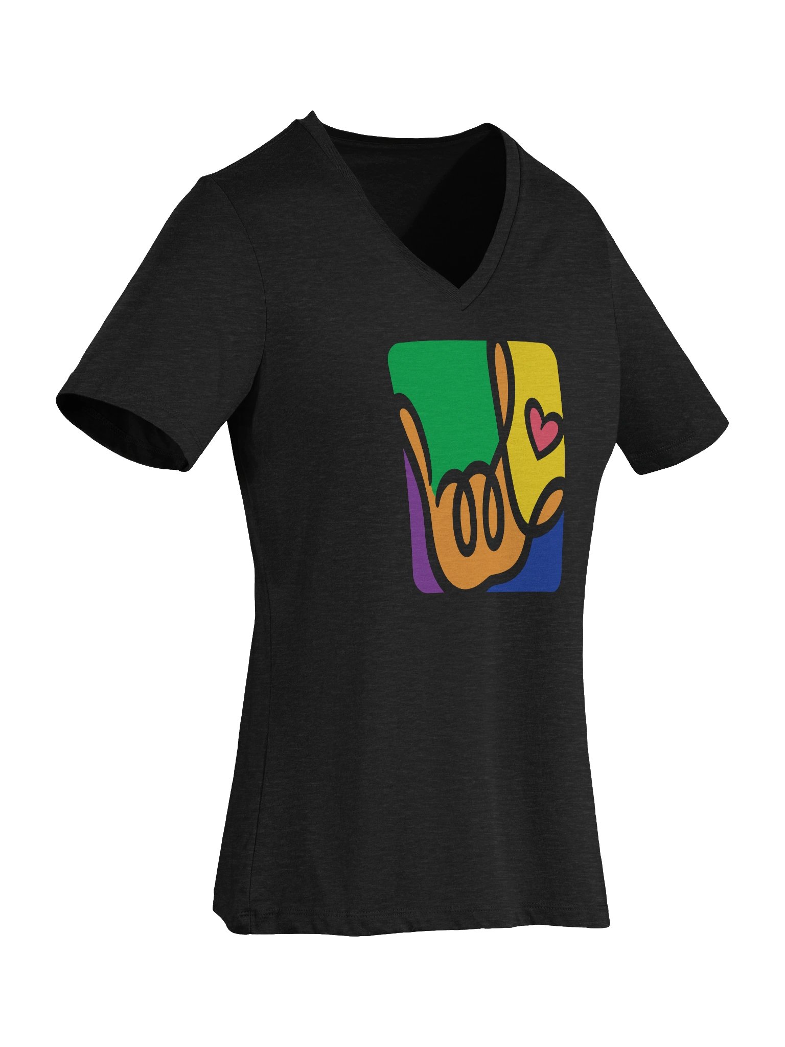 Womens Forever ILY Colorful Box V-Neck T-shirt product image (7)
