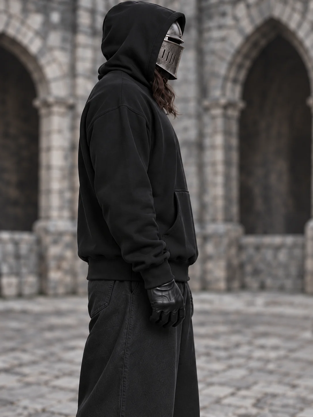 The Final Hour Hoodie – Silver Hourglass & Crimson Ribbon Dark Fantasy Design product image (3)