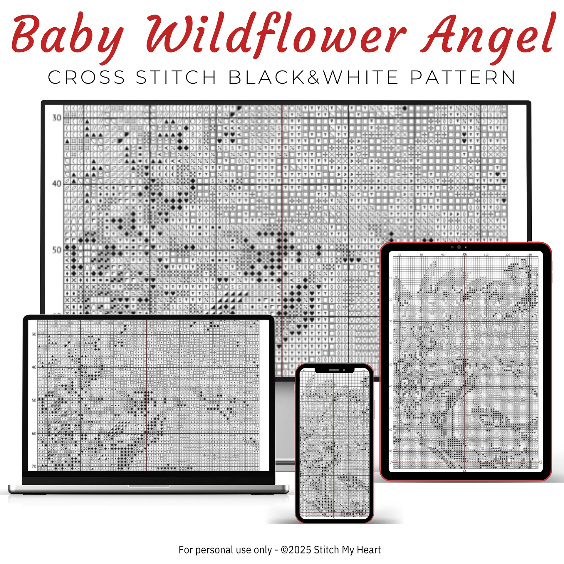 Baby Wildflowers Angel Cross Stitch Pattern product image (4)