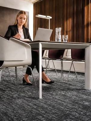 Textured elegance for contemporary spaces. Balsan Odéon £29.95 per m2 brings a subtle pattern and calm underfoot to lounges or offices. 🪶 - Click the link in our bio to shop now! 🛍️ #BalsanOdeon #CarpetTiles #ContemporaryFlooring #TexturedFlooring #OfficeDesign #LoungeInspo