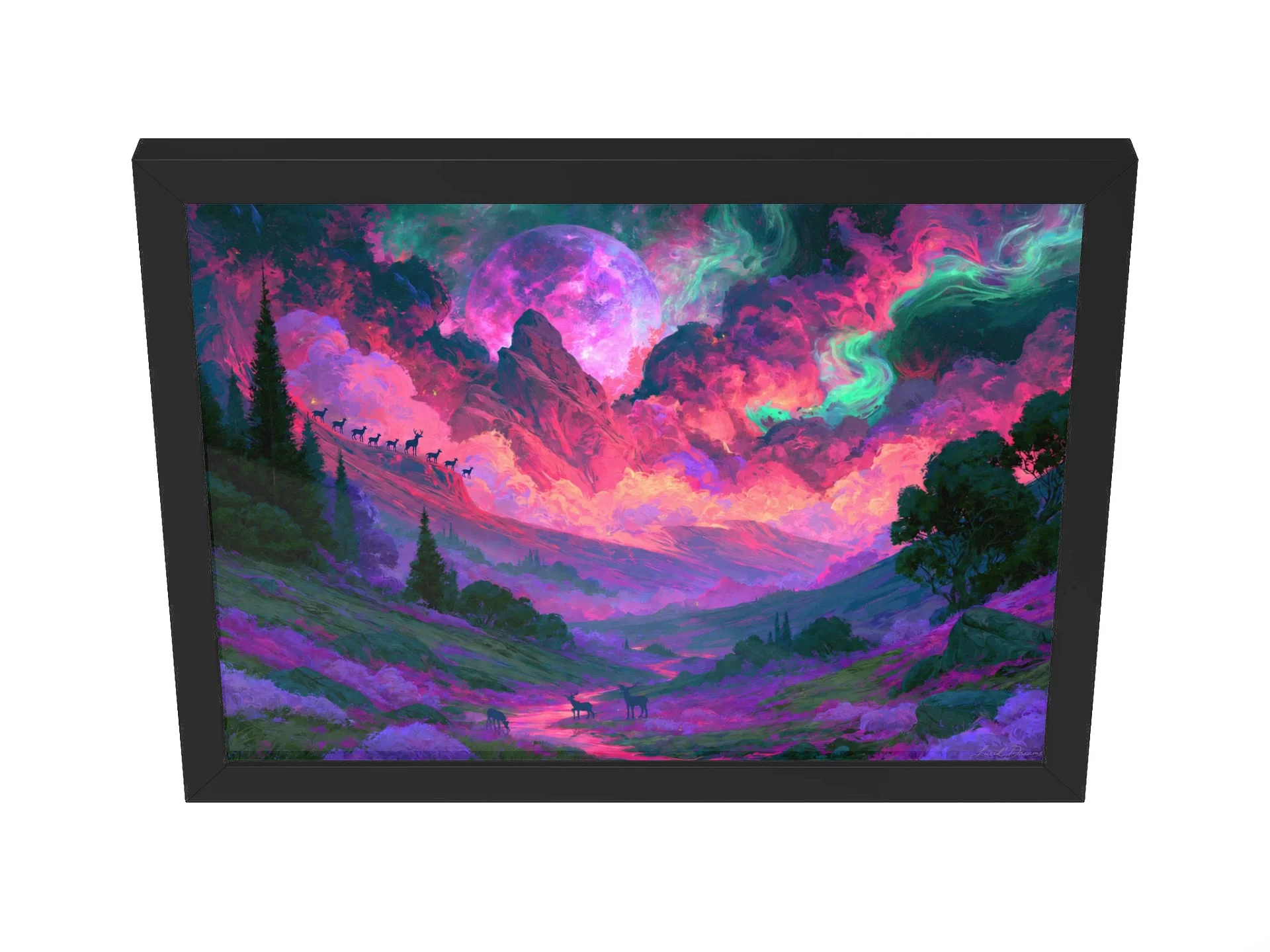 Neon Moon Landscape Framed Art Print — Neon Moon Valley product image (2)