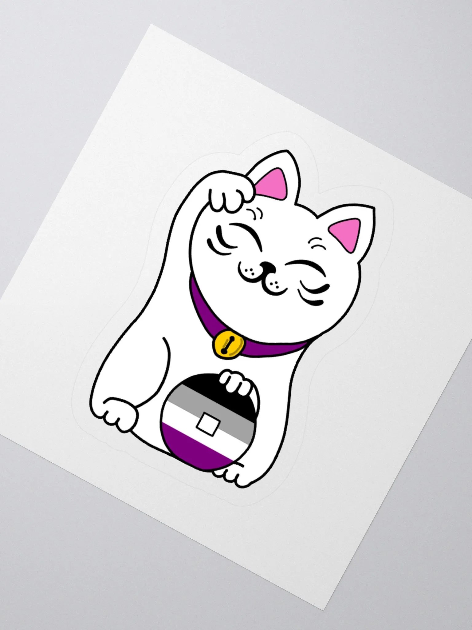Maneki neko asexual pride sticker product image (5)