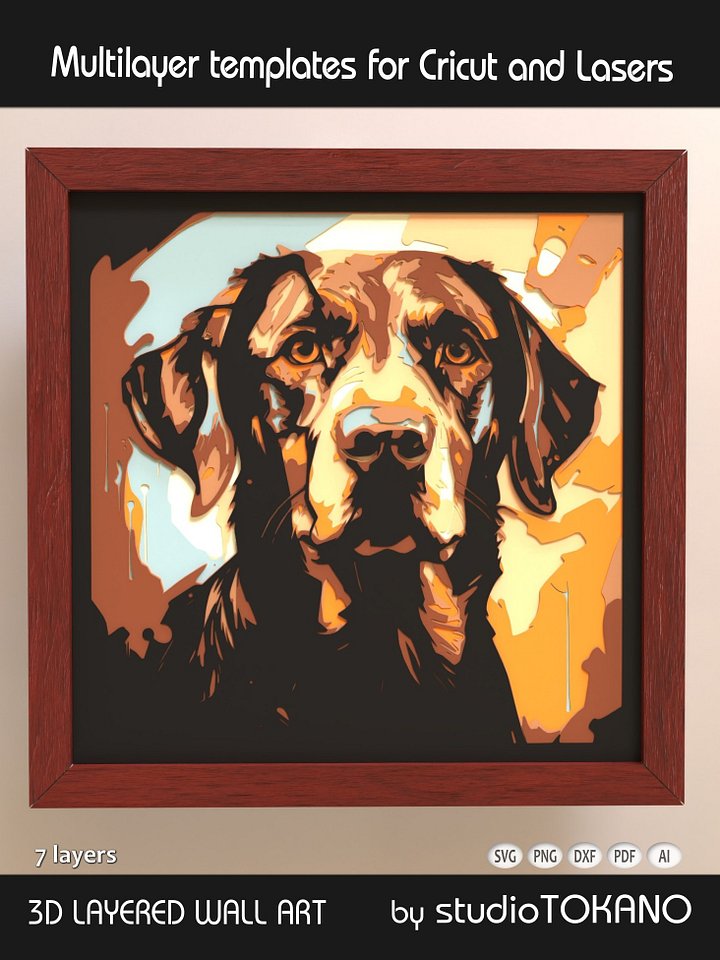 Labrador Dog 3D Papercut template product image (1)