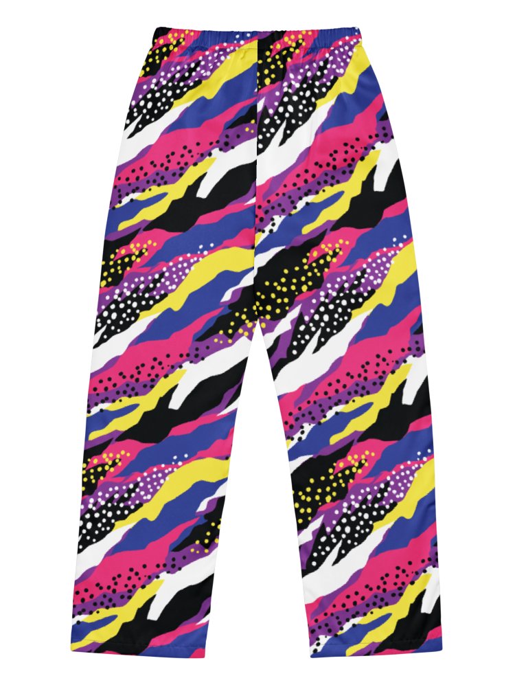 Retro 90s Cyber-Pop Waves | Vibrant All-Over Print Pajama Pants product image (3)