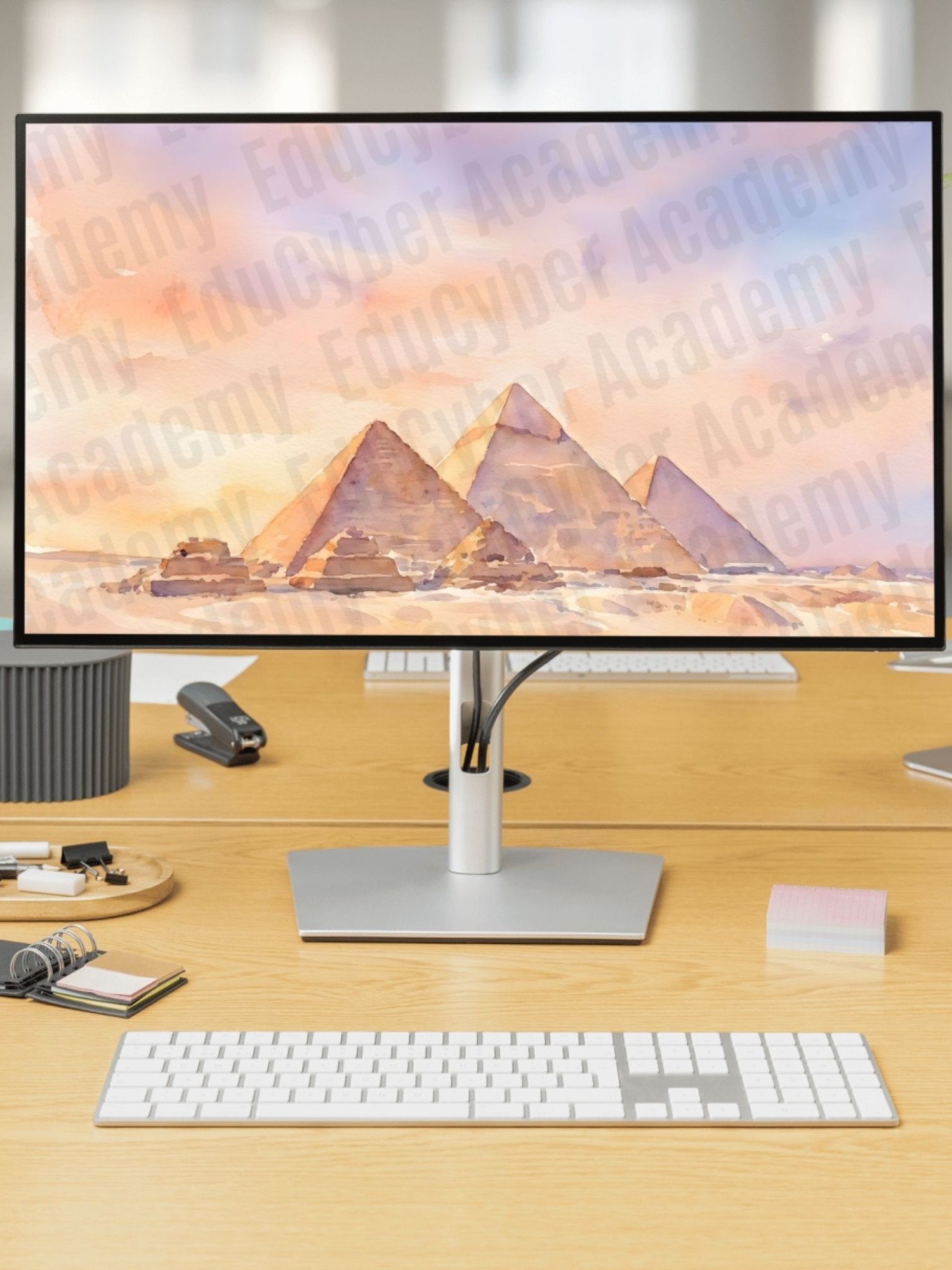 New 7 Wonders of the World Honorary The Great Pyramid of Cheops Frame TV Art Largest Egyptian Pyramid of Giza Khufu Tomb Watercolor Style product image (5)