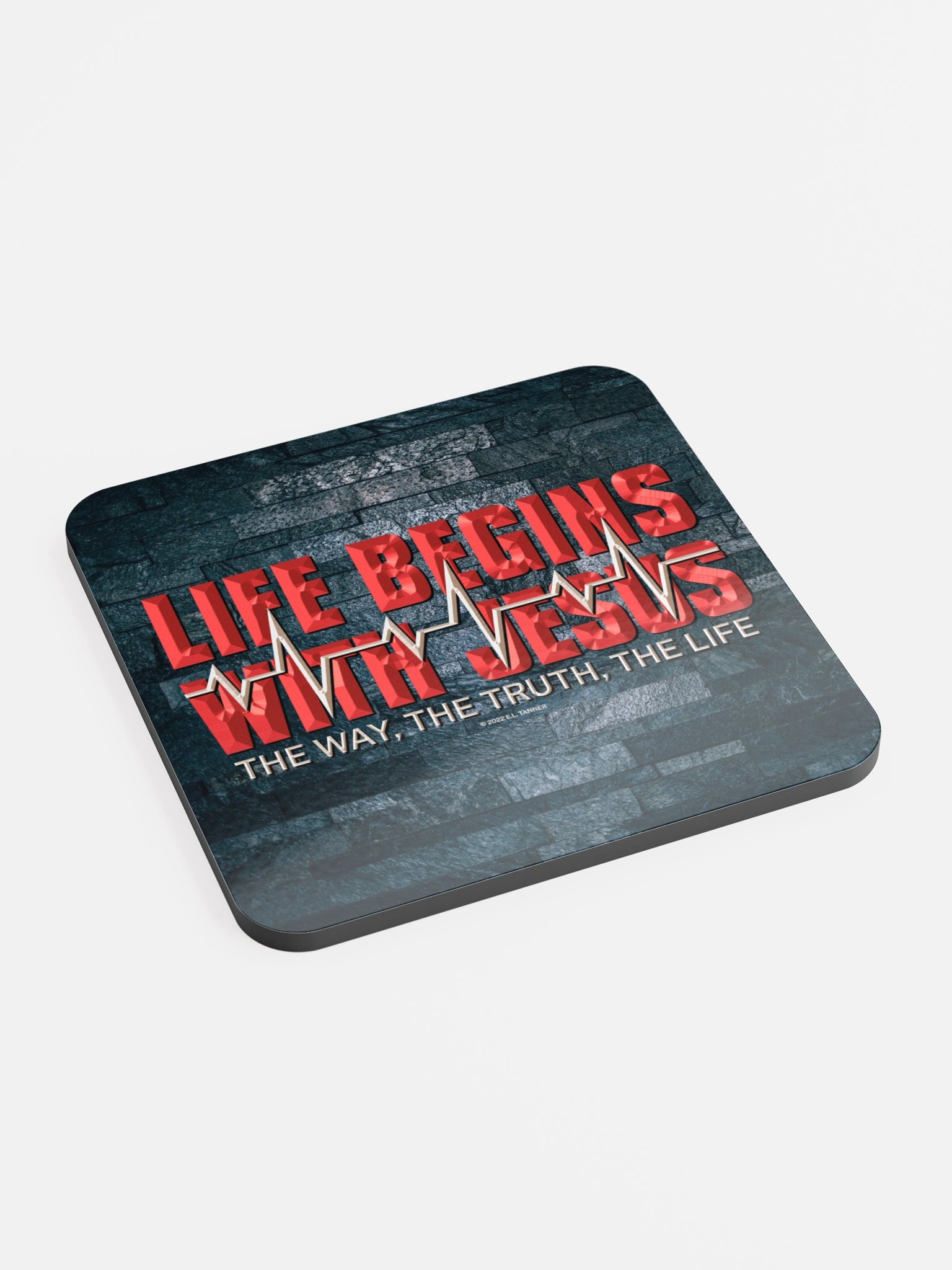 Life Begins with Jesus, Blk Coaster BV product image (2)
