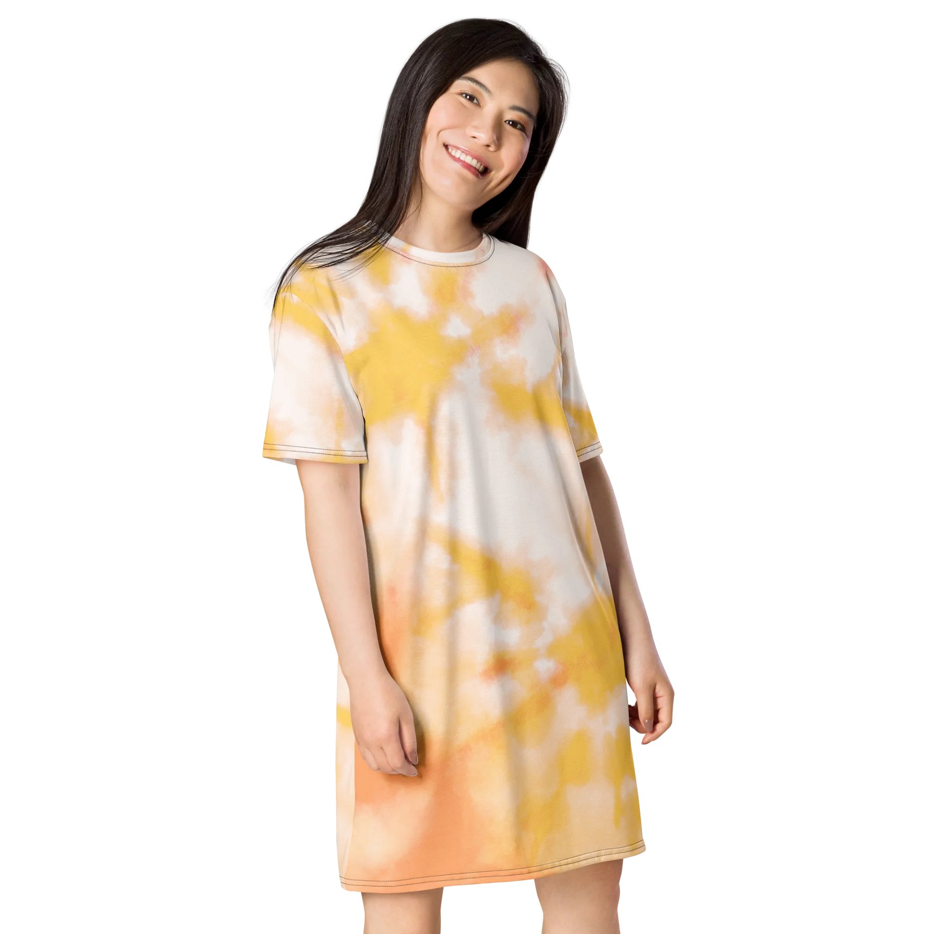 Exclusive Yellow & Orange Tie-Dye Oversized T-Shirt Dress | TDS Music product image (4)