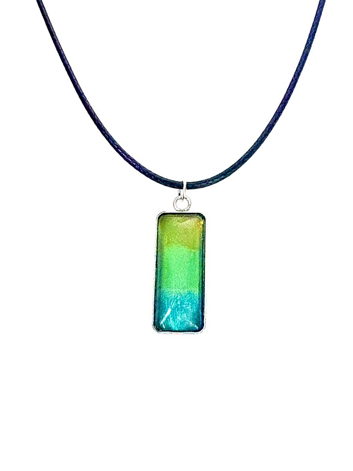 MFD-00150 | Electric Tide Pendant Necklace | Yellow Green Gradient | Rectangle Cabochon | Monique Faella Designs™ product image (1)