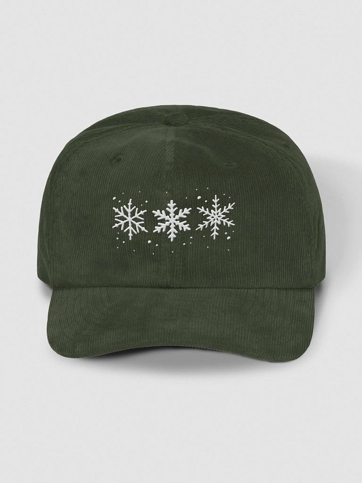 White Snowflakes Embroidered Corduroy Dad Hat product image (1)