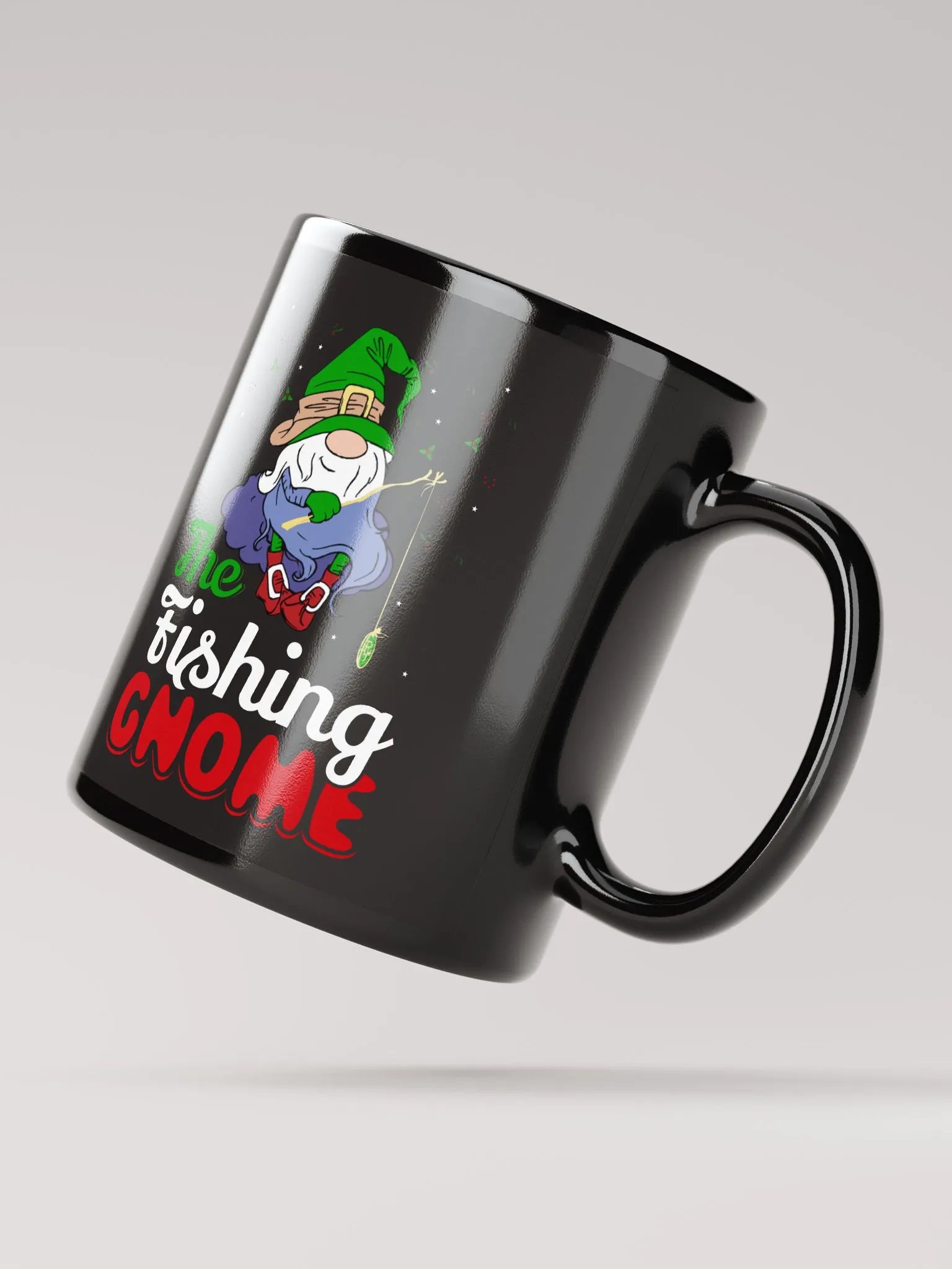The Fishing Gnome Black Glossy Mug product image (4)