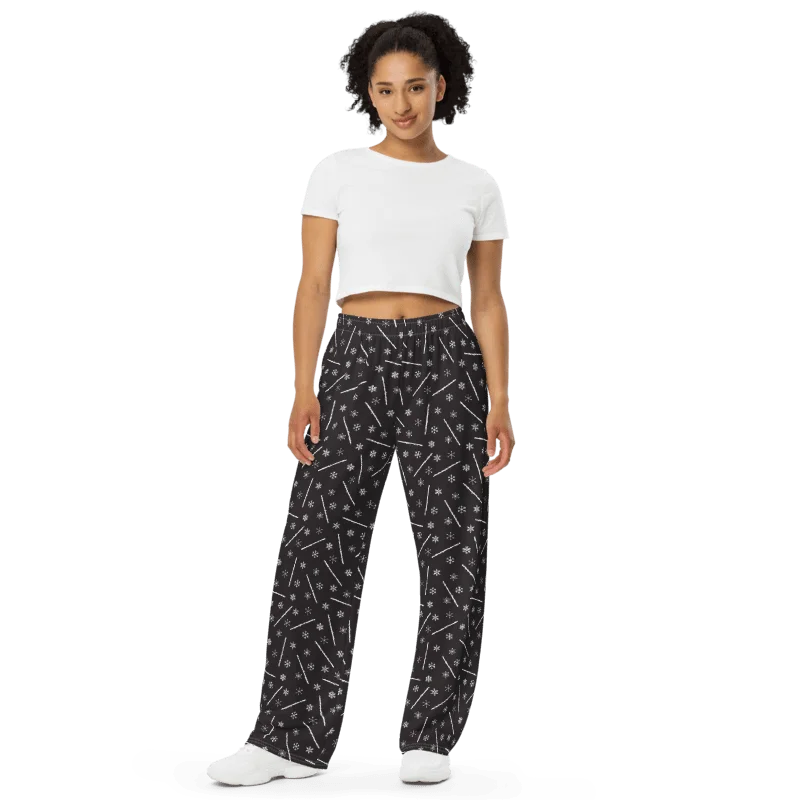 C Flute - Flutes and Snowflakes Unisex Wide-Leg Lounge Pants product image (3)