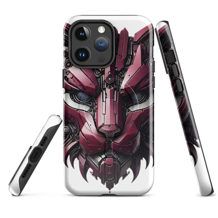 MagSafe® Tough Case for iPhone® | AI-Designed Maroon Iron Cat product image (4)