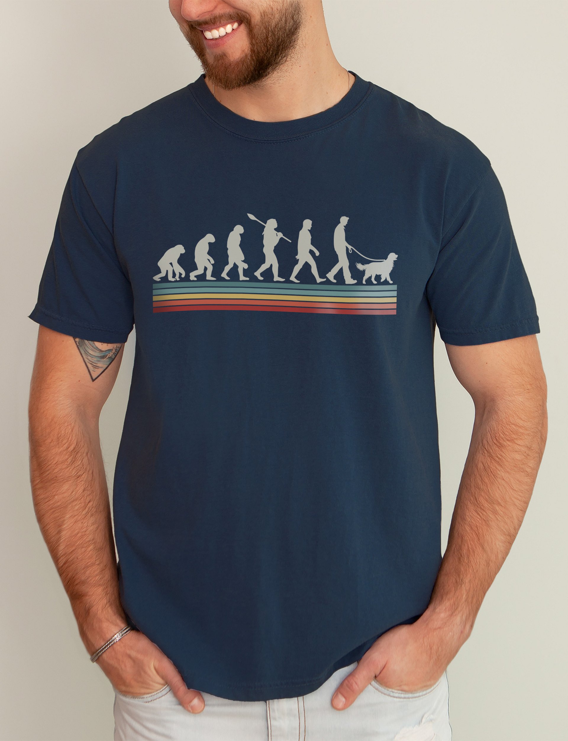 The Evolution of a Dog Lover T-Shirt with a Golden Retriever | Funny Retro T-Shirt for Golden Retriever Paw-rents product image (2)