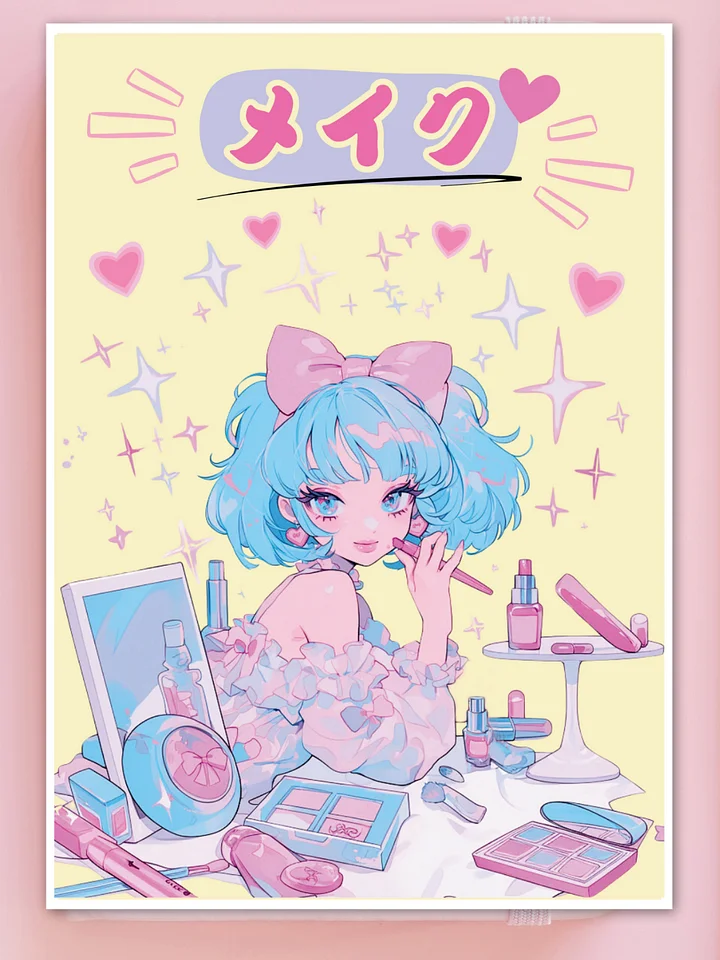 Retro 80's Anime Girl Print | Pastel Kawaii girl Art,Make-up Art Print | Kawaii Anime Art Postcard product image (2)
