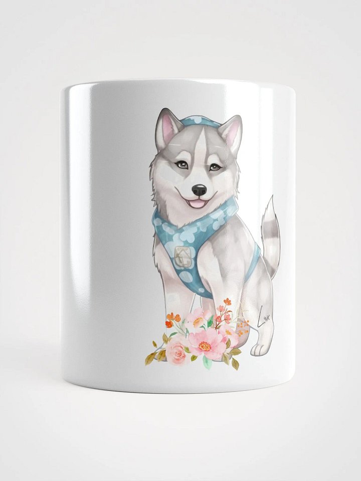 Floral Pup White Glossy Mug product image (1)