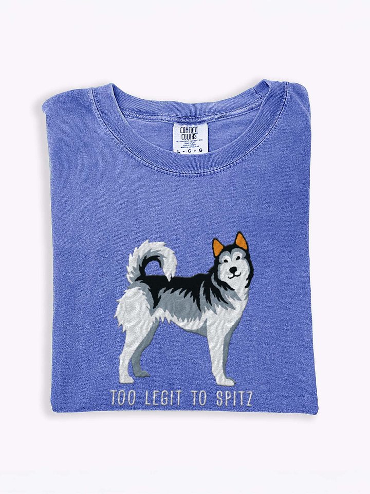 Too Legit to Spitz T-Shirt(Embroidered) of a Siberian Husky(Gray) product image (1)