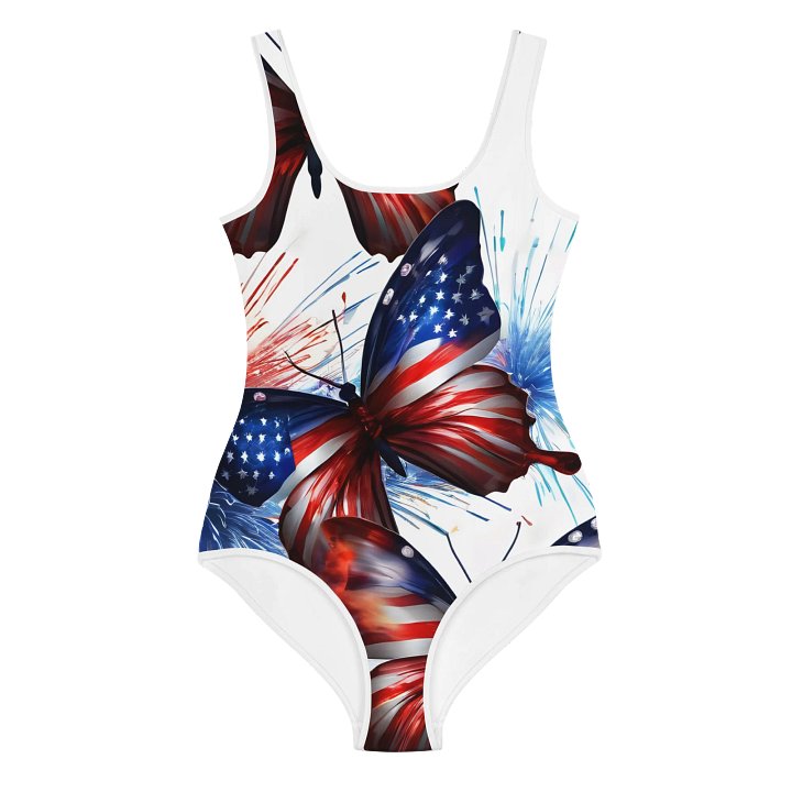 4th of july Butterfly Youth Swimsuit product image (2)