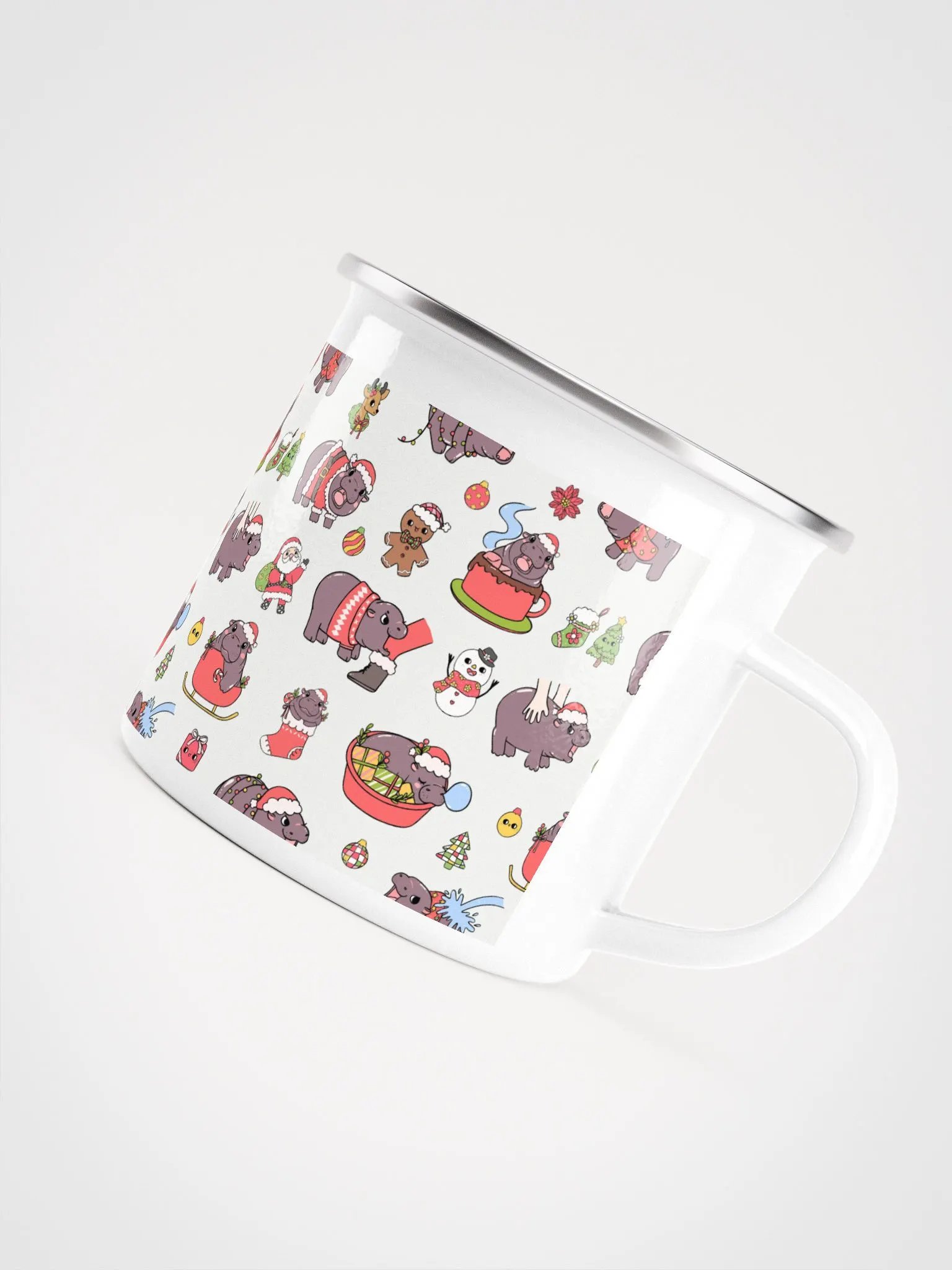MOODENG'S CHRISTMAS PATTERN ENAMEL MUG product image (5)