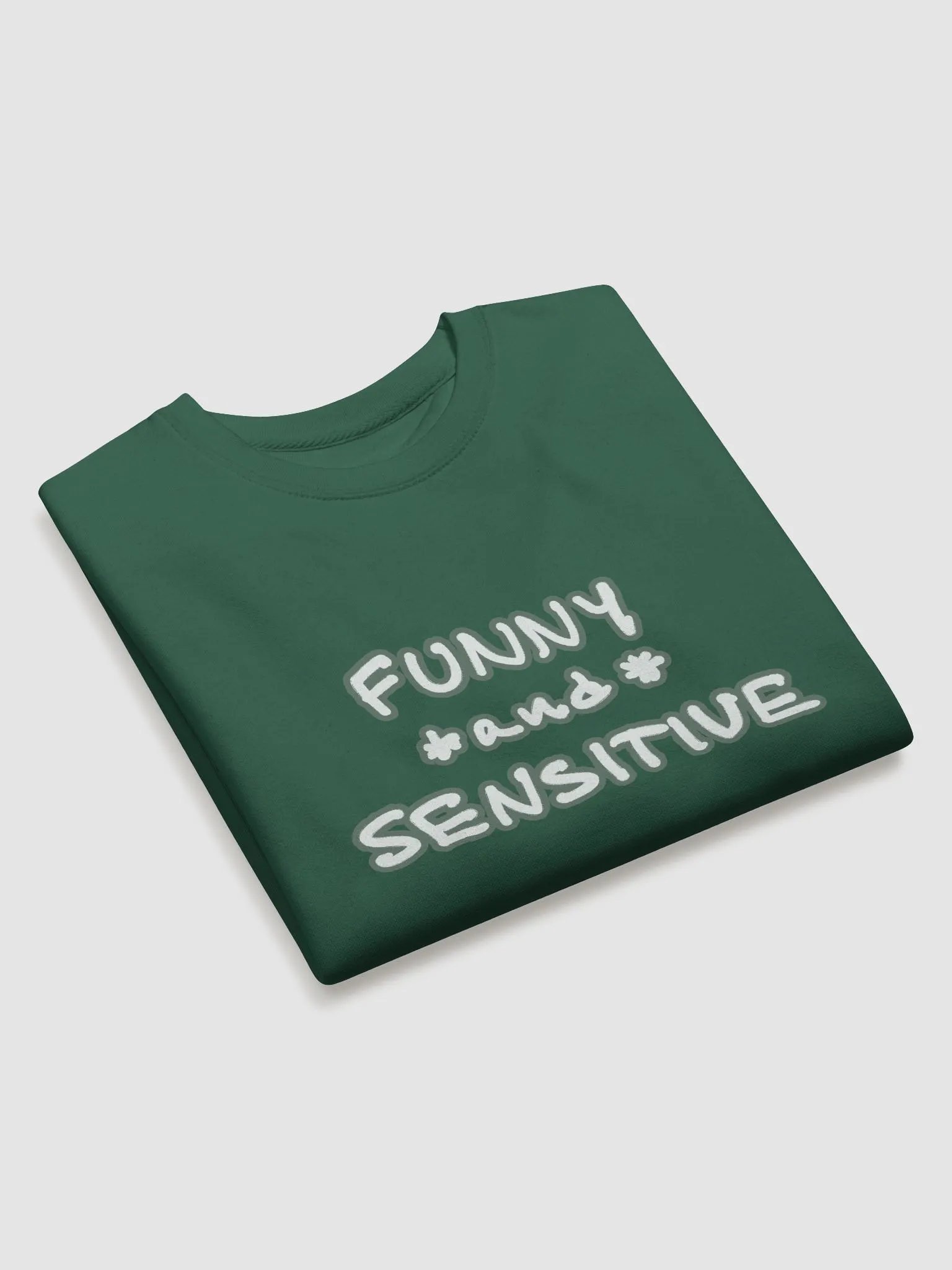 FUNNY *and* SENSITIVE (lined design, #66796E) Printed Premium Cotton Crewneck product image (15)