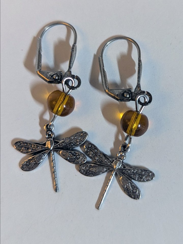 Vintage Art Nouveau Dragonfly Earrings product image (2)