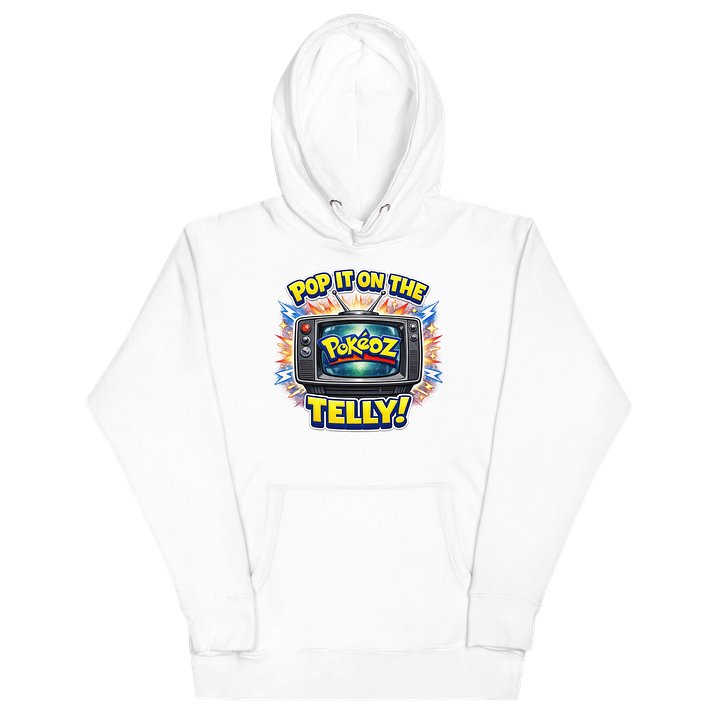 Pop it on the telly white hoodie product image (2)