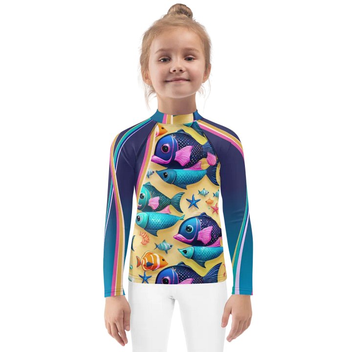 Kids fish pattern rash guard product image (1)