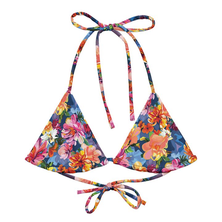 Recycled Triangle Bikini Top "Bold Abstract Florals" product image (2)