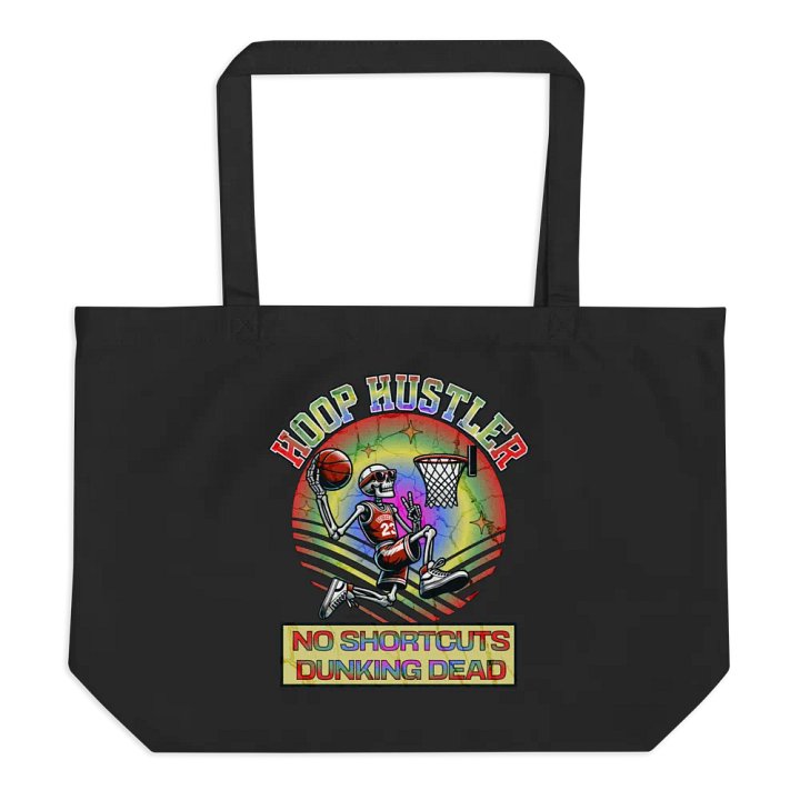 Hoop Hustler No Shortcuts Dunking Dead Skeleton Organic Tote product image (1)