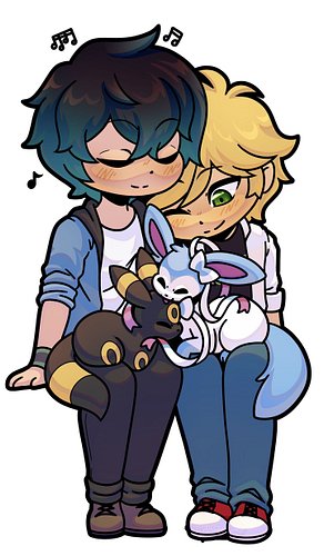 #digitalart #miraculousladybug #art #lukadrien #commission #pokemon #sylveon #umbreon