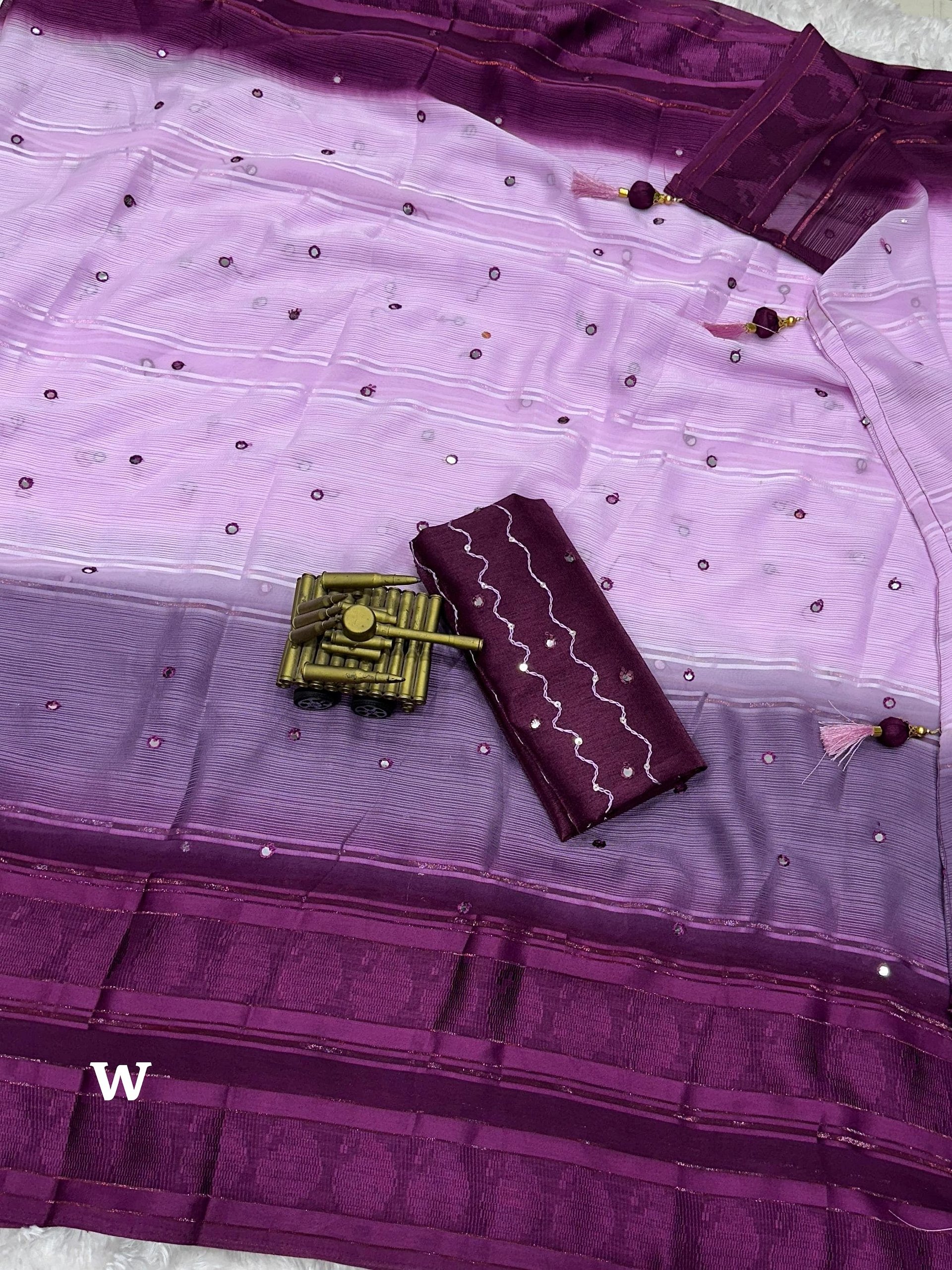 Ideal casual wear saree, featuring a beautiful touch of fancy gota patti mirror work pattern product image (6)