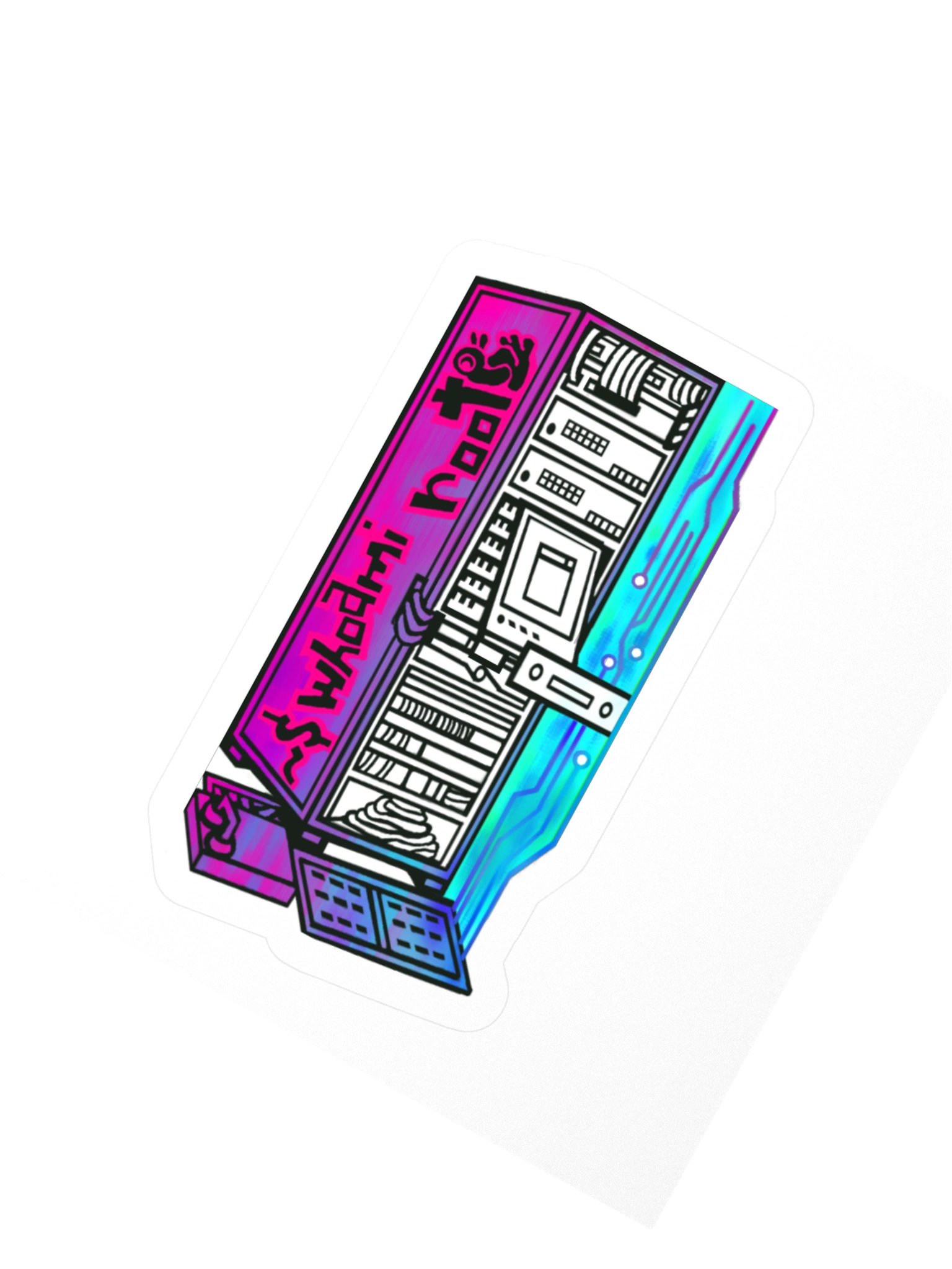Cyberpunk Server With Graffiti of Linux Command Line_White product image (2)