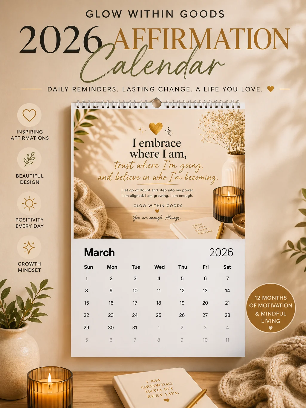 Glow Within Goods™ Affirmation Calendar: 365 Days of Purpose product image (1)