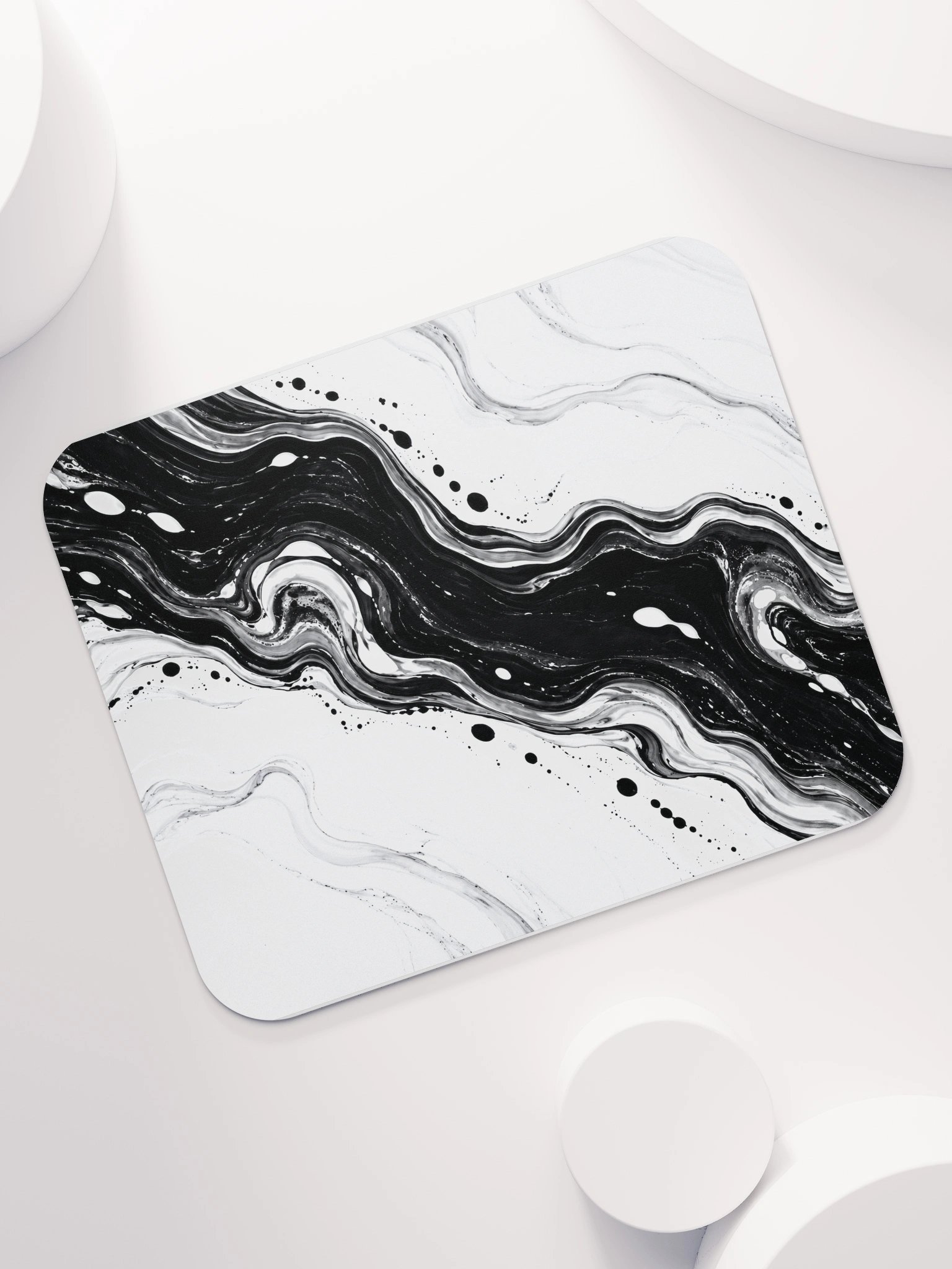 Monochrome Current — Black & White Marble Mouse Pad product image (7)